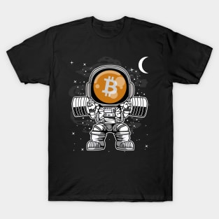 Astronaut Lifting Bitcoin BTC Coin To The Moon Crypto Token Cryptocurrency Blockchain Wallet Birthday Gift For Men Women Kids T-Shirt
